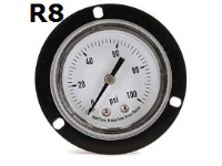 Model R8 Gauge - 1/8" NPT Panel Mount Conection Black Enameled Steel Case - Non Fillable